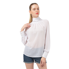 High Neck Long Sleeve Chiffon Top