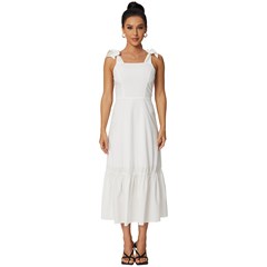 Tie-Strap Tiered Midi Chiffon Dress