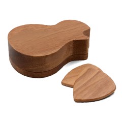 Guitar Shape Wood Guitar Pick Holder Case And Picks Set