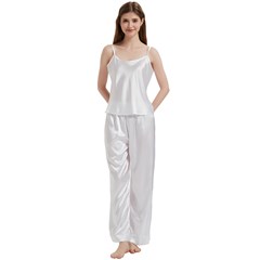 Spaghetti Top Long Pants Satin Pajamas Set