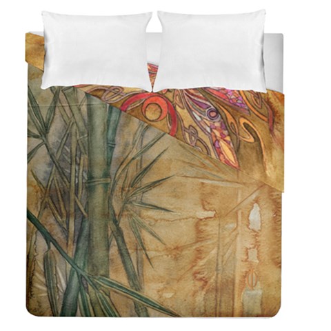 Collection: Acquerello <br>Print Design: Adventures in Bamboo and Odonata Autunno (reverse)<br>Style: Queen (88  H x 88  W) Reversible Duvet Cover from EricasImages